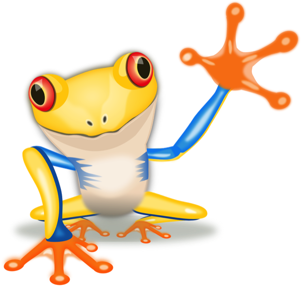 The LearningPads frog waving hello